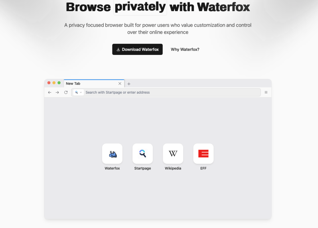 Waterfox nettleser